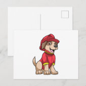 消防士の犬と消防帽 ポストカード (正面/裏面)