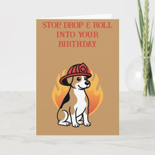 消防士の犬の誕生日カード カード (正面)