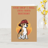 消防士の犬の誕生日カード カード (黄色い花)