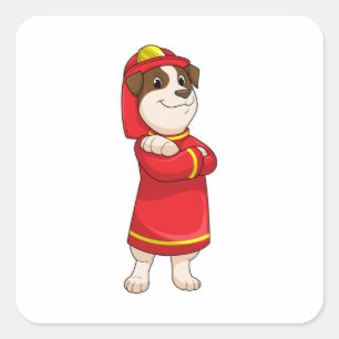 消防士の犬 スクエアシール