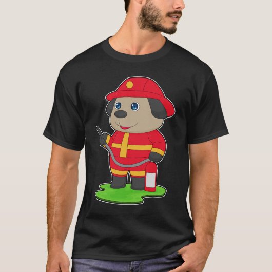 消防士の犬 消火器 消防署 Tシャツ (正面)