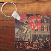 消防士の生涯、ヴィンテージ消防士が火事と戦う キーホルダー (正面)