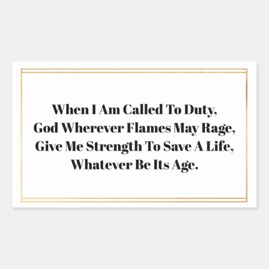 消防士の祈りの言葉シール 長方形シール (正面)