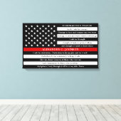 消防士の祈りの言葉パーソナライズされた薄い赤線 キャンバスプリント (インサイチュ (ウッドフロア))