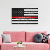 消防士の祈りの言葉パーソナライズされた薄い赤線 キャンバスプリント (インサイチュ (リビング))