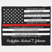 消防士の祈りの言葉パーソナライズされた薄い赤線 フリースブランケット (正面(横))