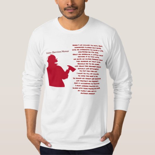 消防士の祈りの言葉感動的信仰炎の炎の愛 Tシャツ (正面)