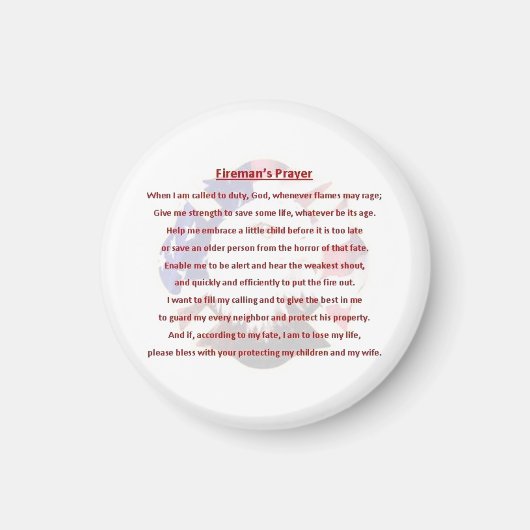 消防士の祈りの言葉磁石 マグネット (正面)