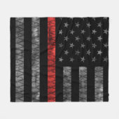 消防士の細い赤線フラグ フリースブランケット (正面(横))