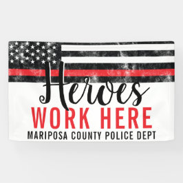 消防士の英雄はここで赤線アメリカ国旗 横断幕