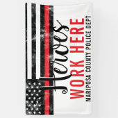 消防士の英雄はここで赤線アメリカ国旗 横断幕 (縦)