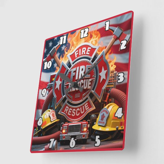 消防士の英雄的愛国心 スクエア壁時計 (傾斜)