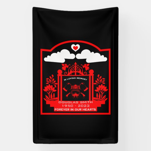 消防士の葬儀記念品 横断幕 (縦)