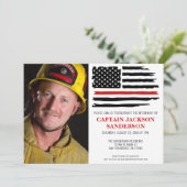 消防士の薄い赤い消防士の写真退職 招待状 (スタンド正面)