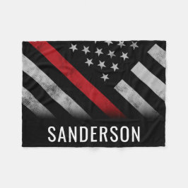 消防士の薄い赤線のアメリカ国旗の消防士 フリースブランケット