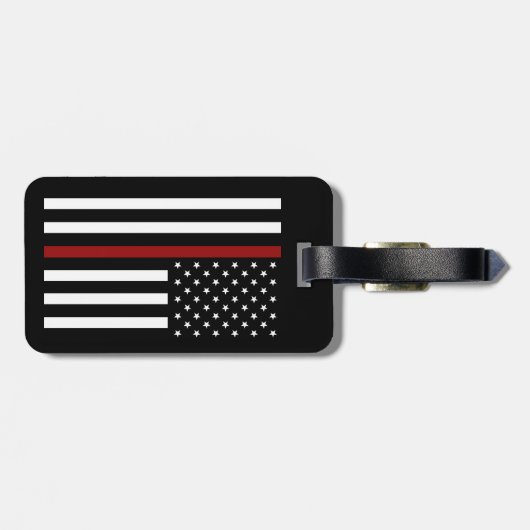 消防士の薄い赤線荷物のラベル ラゲッジタグ (裏面横)
