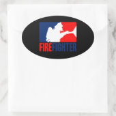 消防士の行動 楕円形シール (バッグ)