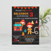 消防士の誕生日の招待ファイアートラックパーティー 招待状 (スタンド正面)