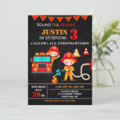 消防士の誕生日の招待ファイアートラックパーティー 招待状 (スタンド正面)