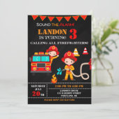 消防士の誕生日の招待ファイアートラックパーティー 招待状 (スタンド正面)