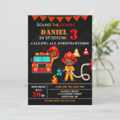 消防士の誕生日の招待ファイアートラックパーティー 招待状 (スタンド正面)