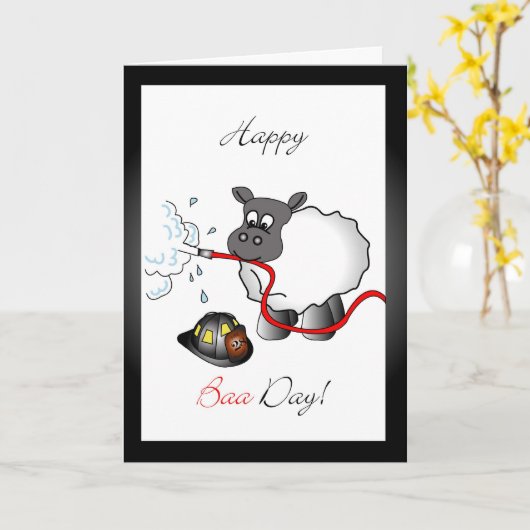 消防士の誕生日の挨拶状 カード (黄色い花)