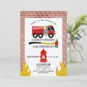 消防士の誕生日パーティーへの招待 招待状 (スタンド正面)