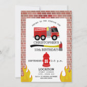 消防士の誕生日パーティー招待状 招待状 (正面)