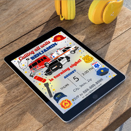 消防士の誕生日パーティー招待状 招待状