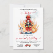 消防士の誕生日パーティー 招待状 (正面)