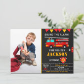 消防士の誕生日招待状（写真付き） 招待状 (スタンド正面)