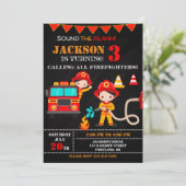 消防士の誕生日招待状　消防車のパーティー 招待状 (スタンド正面)