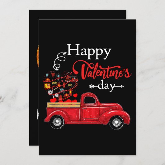 消防士の贈り物|バレンタイン·ファイアファイターおめでとう シーズンカード (正面/裏面)