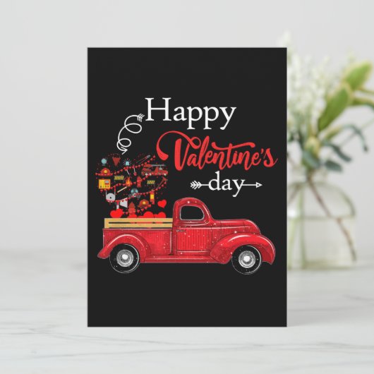 消防士の贈り物|バレンタイン·ファイアファイターおめでとう シーズンカード (スタンド正面)
