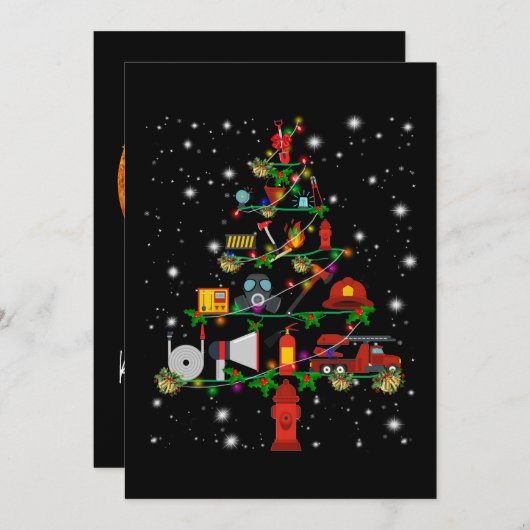 消防士の贈り物|聖降誕祭メリー消防士おもしろい シーズンカード (正面/裏面)