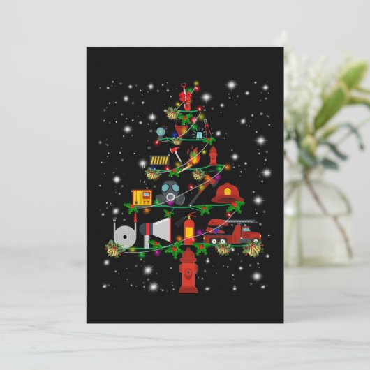 消防士の贈り物|聖降誕祭メリー消防士おもしろい シーズンカード (スタンド正面)