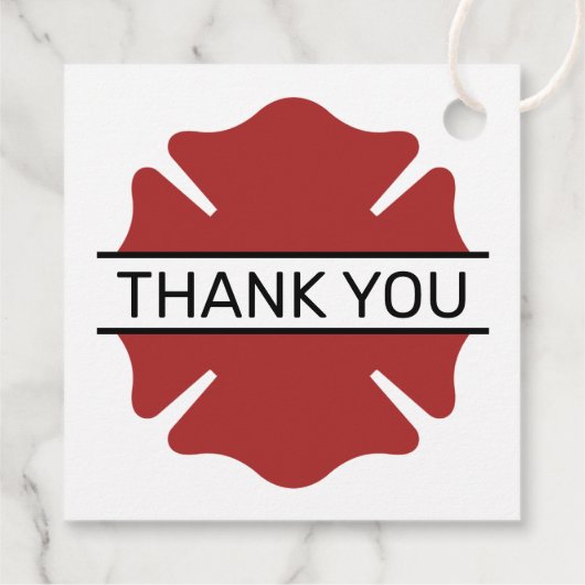 消防士の赤いロゴシンボルありがとう フェイバータグ (裏面)