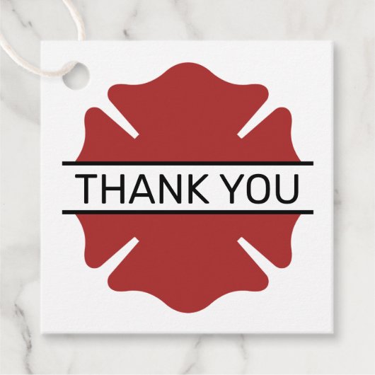 消防士の赤いロゴシンボルありがとう フェイバータグ (正面)