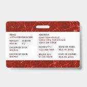 消防士の赤い大理石の写真の署名ID バッジ (裏面)