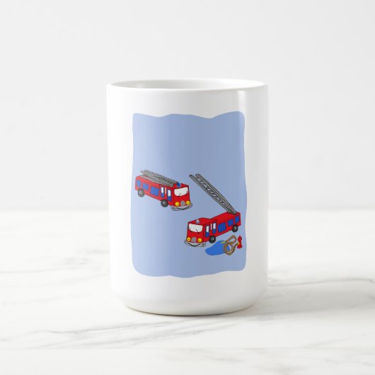消防士の赤い消防車 コーヒーマグカップ (中央)