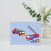 消防士の赤い消防車 ポストカード (スタンド正面)