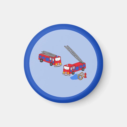 消防士の赤い消防車 マグネット (正面)