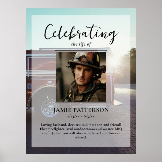 消防士の追悼式の写真、葬儀 ポスター (正面)
