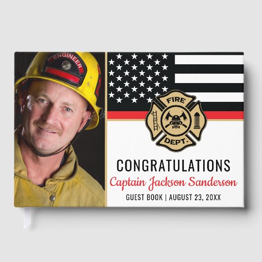 消防士の退職の薄い赤い線のフラグ写真 ゲストブック (正面)