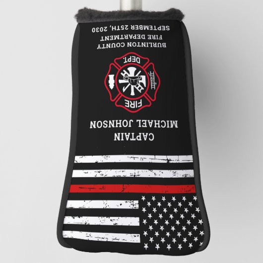 消防士の退職の薄い赤線マルチーズクロス ゴルフヘッドカバー (回転90)