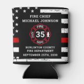 消防士の退職の薄い赤線マルチーズクロス 缶クーラー (裏面)