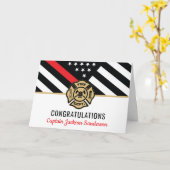 消防士の退職の赤線のフラグおめでとう カード (黄色い花)