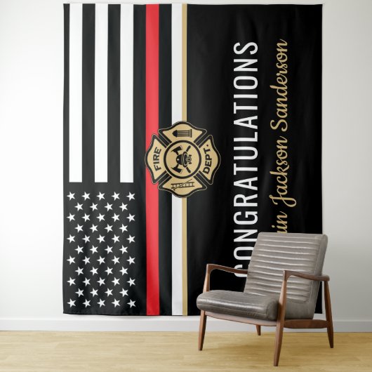 消防士の退職の赤線のフラグおめでとう タペストリー (インサイチュ)