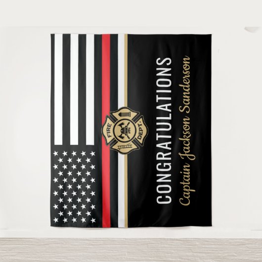 消防士の退職の赤線のフラグおめでとう タペストリー (正面)