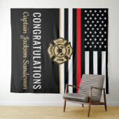 消防士の退職の赤線のフラグおめでとう タペストリー (インサイチュ(横))